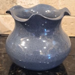 Nell Cole Graves Signed Blue Pansy Bowl 1992 Seagrive, North Carolina Pottery